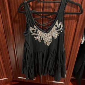 Free people beaded top cris cross back